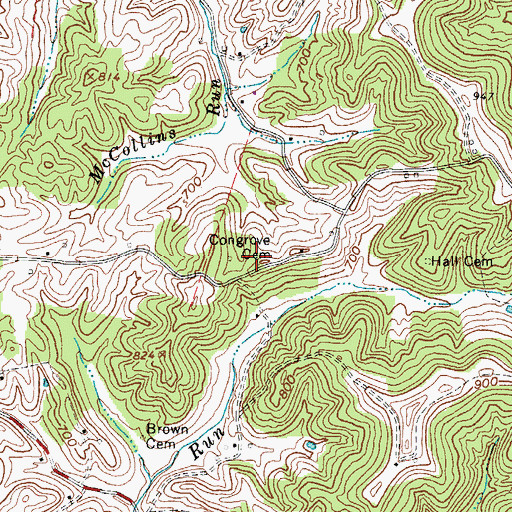 Topographic Map of Congrove Cemetery, WV