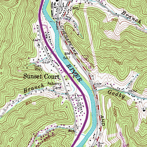 Topographic Map of Conley Branch, WV