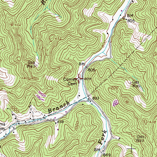 Topographic Map of Conley Cemetery, WV