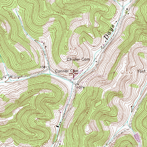 Topographic Map of Conner Cemetery, WV