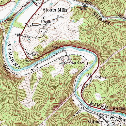Topographic Map of Conrad Cemetery, WV