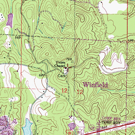 Topographic Map of Union Chapel Freewill Baptist Church, AL