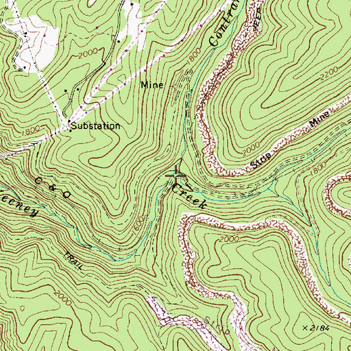 Topographic Map of Contrary Creek, WV