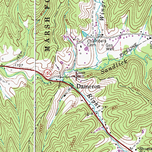 Topographic Map of Cook Cemetery, WV