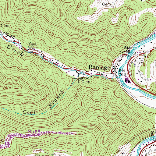 Topographic Map of Cook Cemetery, WV