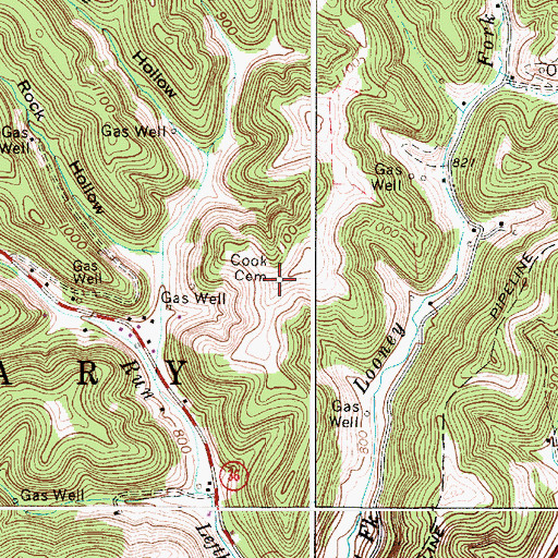 Topographic Map of Cook Cemetery, WV