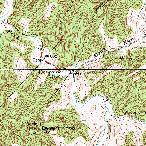 Topographic Map of Cook Run, WV