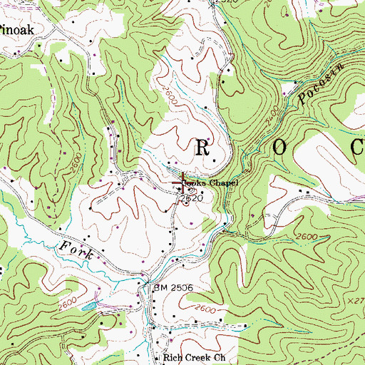 Topographic Map of Cooks Chapel, WV
