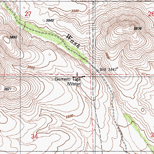 Topographic Map of Gemelo Tank, AZ