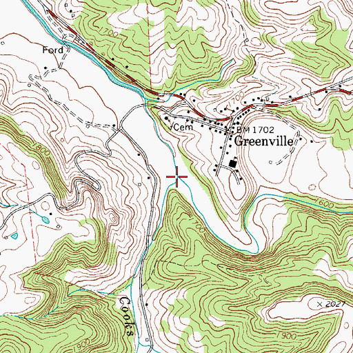 Topographic Map of Cooks Run, WV
