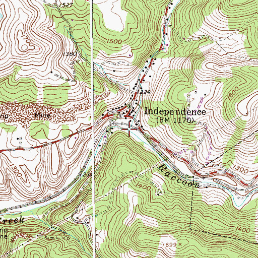 Topographic Map of Cooks Run, WV