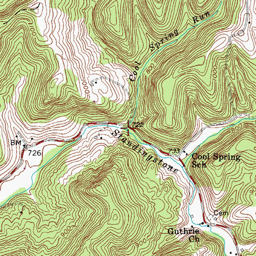 Topographic Map of Cool Spring Run, WV