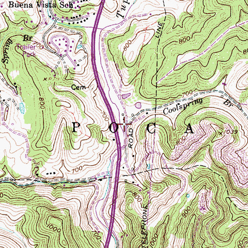 Topographic Map of Coolspring Branch, WV
