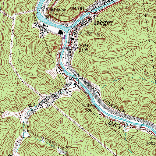 Topographic Map of Coon Branch, WV