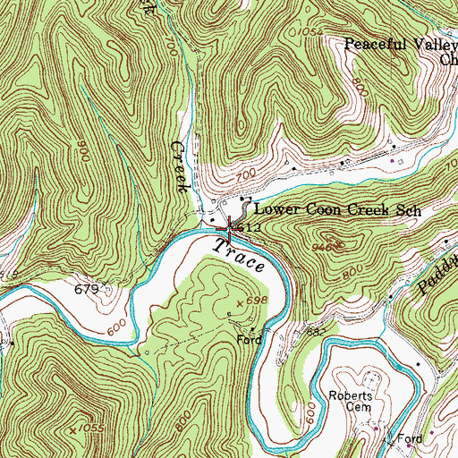 Topographic Map of Coon Creek, WV