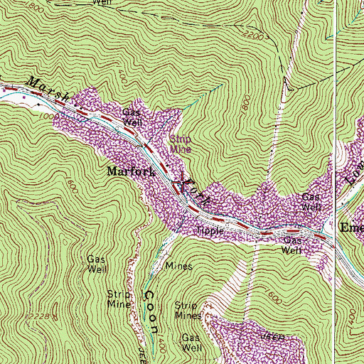 Topographic Map of Coon Hollow, WV
