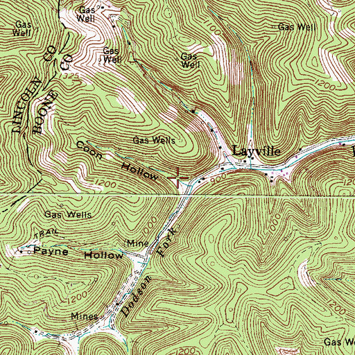 Topographic Map of Coon Hollow, WV