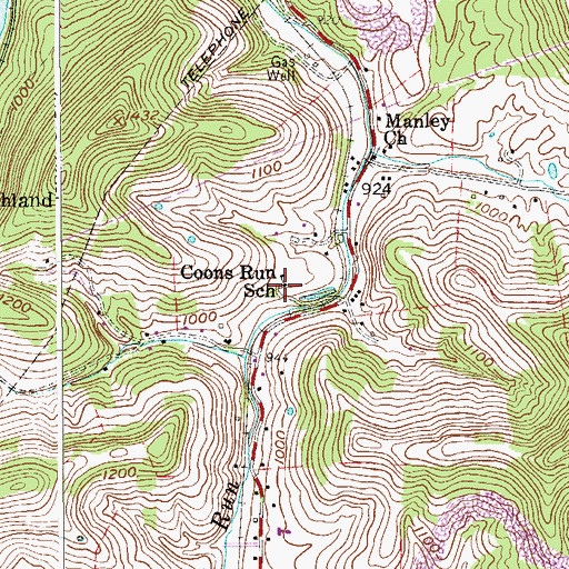 Topographic Map of Coons Run School (historical), WV