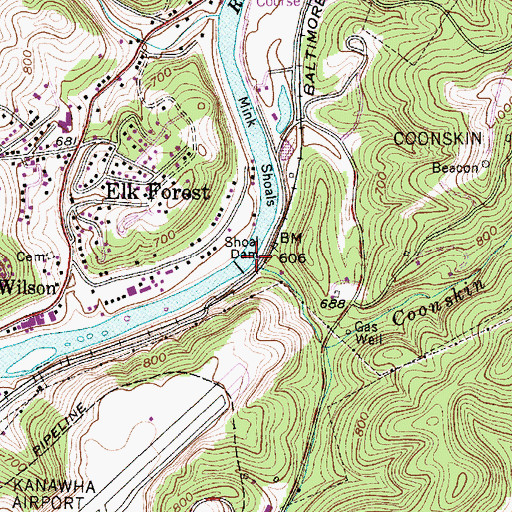 Topographic Map of Coonskin Branch, WV