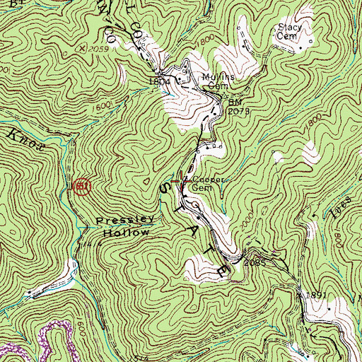 Topographic Map of Cooper Cemetery, VA