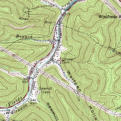 Topographic Map of Cooper Cemetery, WV