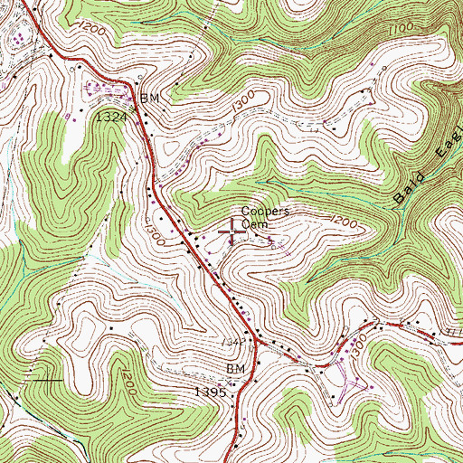 Topographic Map of Coopers Cemetery, WV