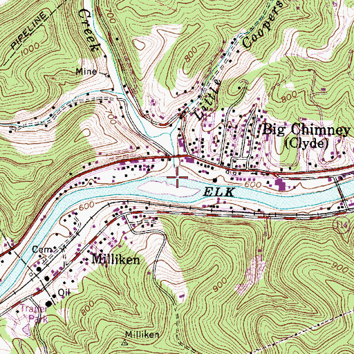Topographic Map of Coopers Creek, WV