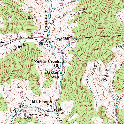 Topographic Map of Coopers Creek Church, WV