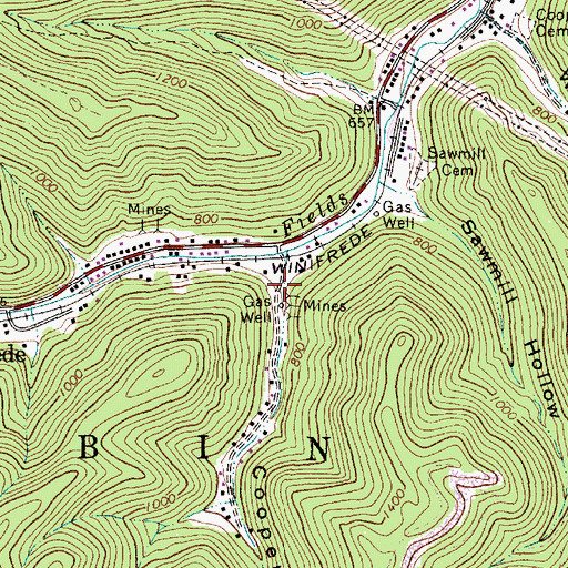 Topographic Map of Coopers Hollow, WV