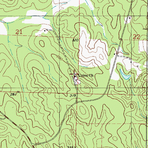 Topographic Map of Union Christian Church, AL