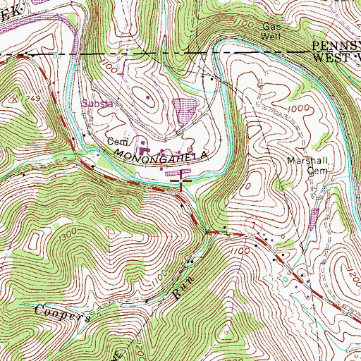 Topographic Map of Coopers Run, WV