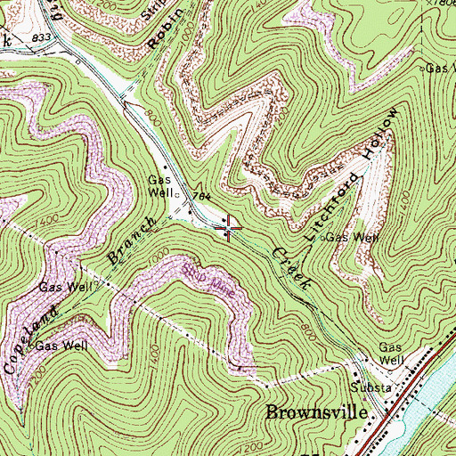 Topographic Map of Copeland Branch, WV