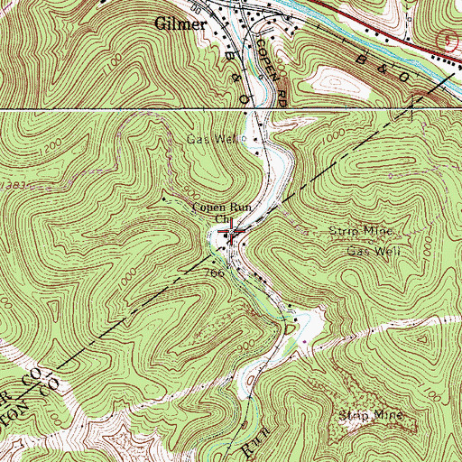 Topographic Map of Copen Run Church, WV