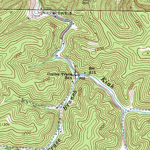 Topographic Map of Copley Trace School (historical), WV