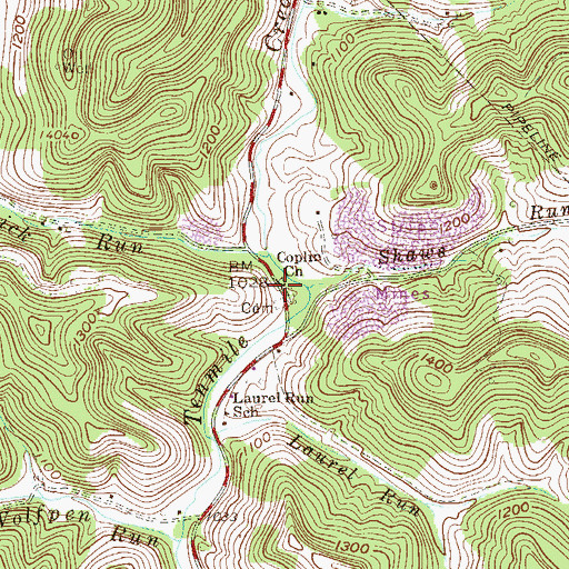 Topographic Map of Coplin Church, WV