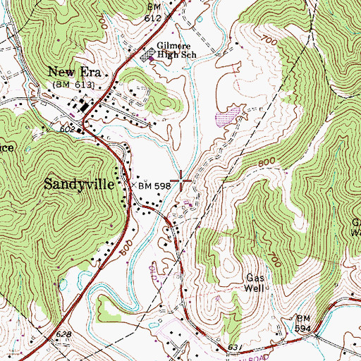 Topographic Map of Copper Fork, WV