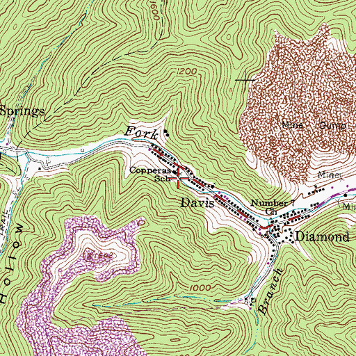 Topographic Map of Copperas School (historical), WV