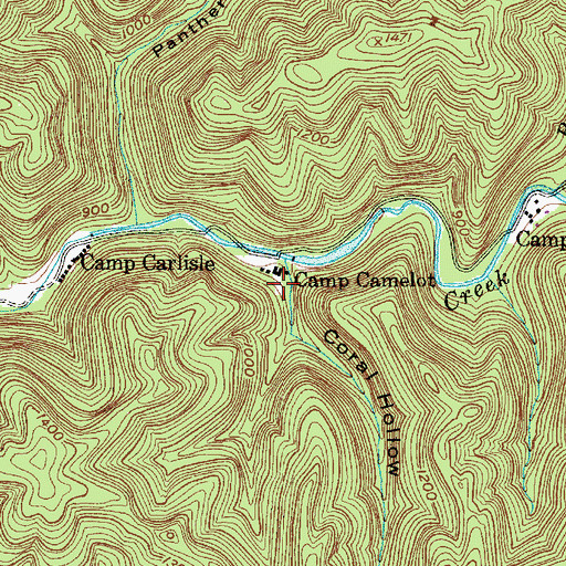 Topographic Map of Coral Hollow, WV