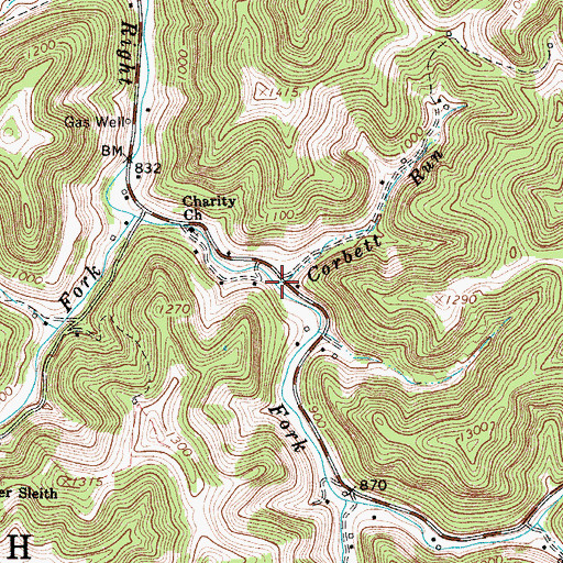 Topographic Map of Corbett Run, WV