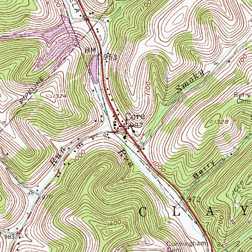 Topographic Map of Core, WV
