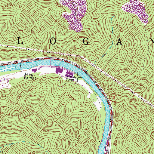 Topographic Map of Core Cemetery, WV