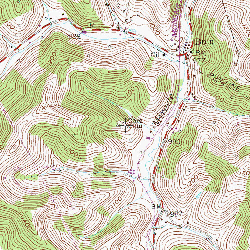 Topographic Map of Core Cemetery, WV