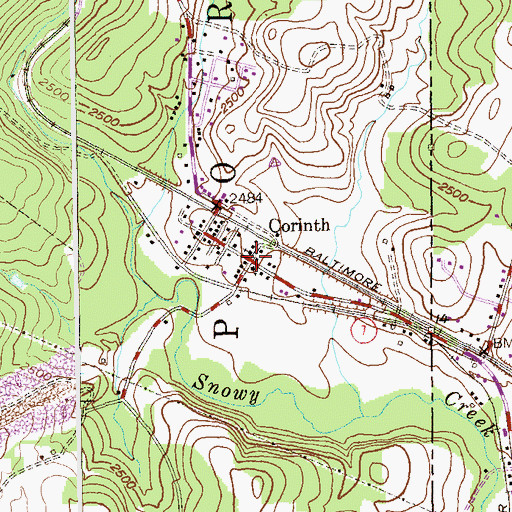 Topographic Map of Corinth, WV