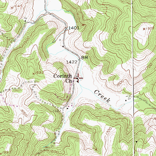 Topographic Map of Corinth Church, WV