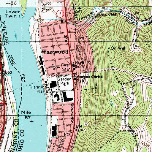 Topographic Map of Corpus Christi School, WV
