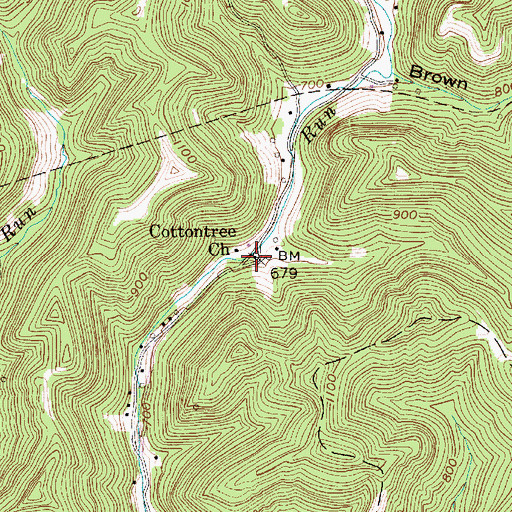 Topographic Map of Cottontree Church, WV
