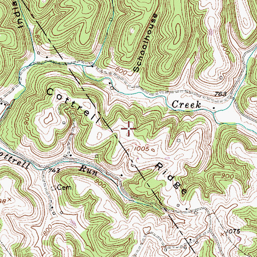 Topographic Map of Cottrell Ridge, WV