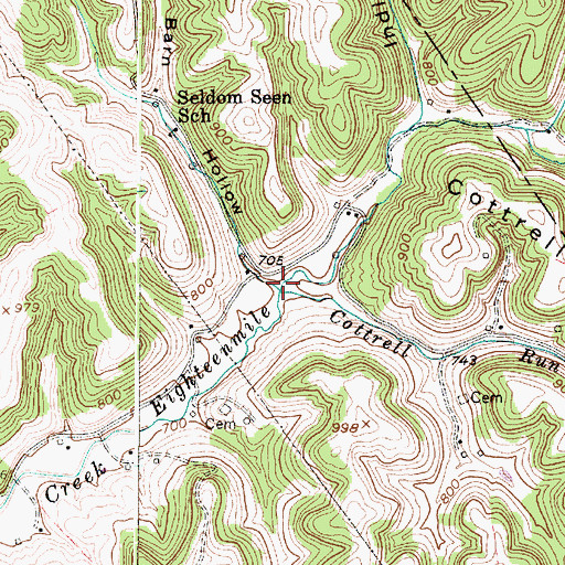Topographic Map of Cottrell Run, WV