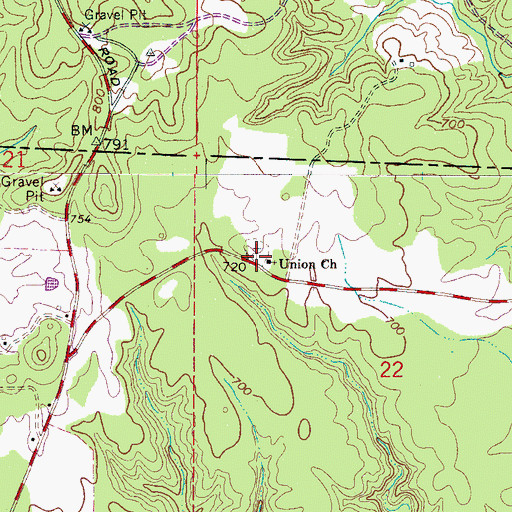 Topographic Map of Old Union Primitive Baptist Church, AL