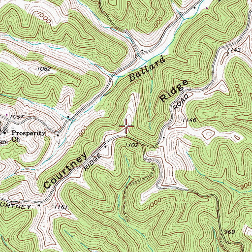 Topographic Map of Courtney Ridge, WV